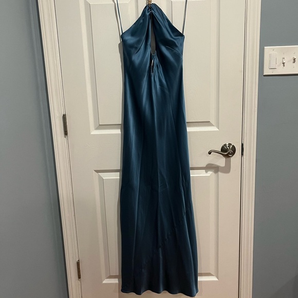 NWT Reformation Yesenia Silk Waves Ibiza Dress Chainlink Halter Backless Formal - Picture 4 of 9